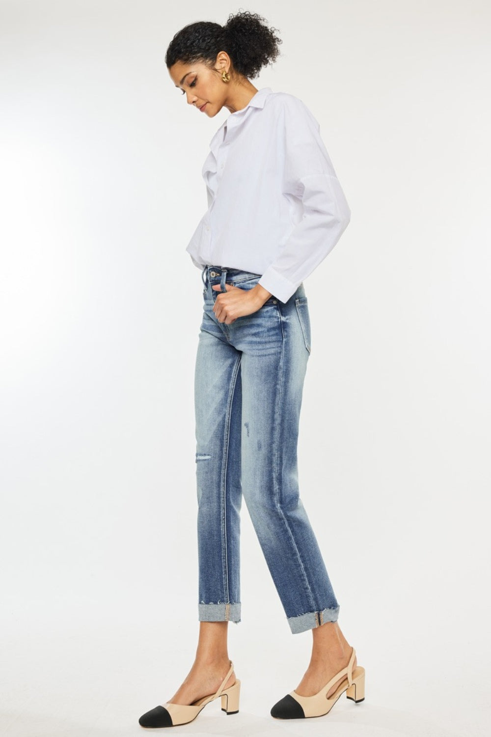 Kancan High Rise Cuffed Straight Jeans - In Style Chics Boutique LLC