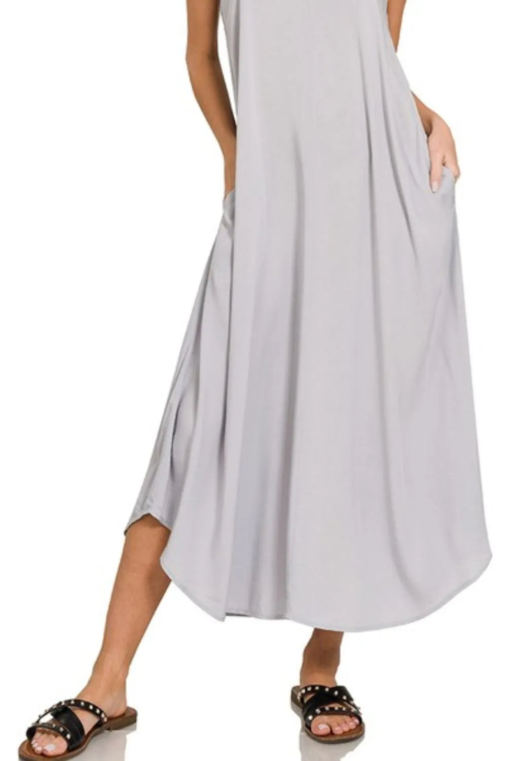 Cami Dress With Flowy Pockets, Woven Arc Hem - In Style Chics Boutique Cute Summer Clothes 