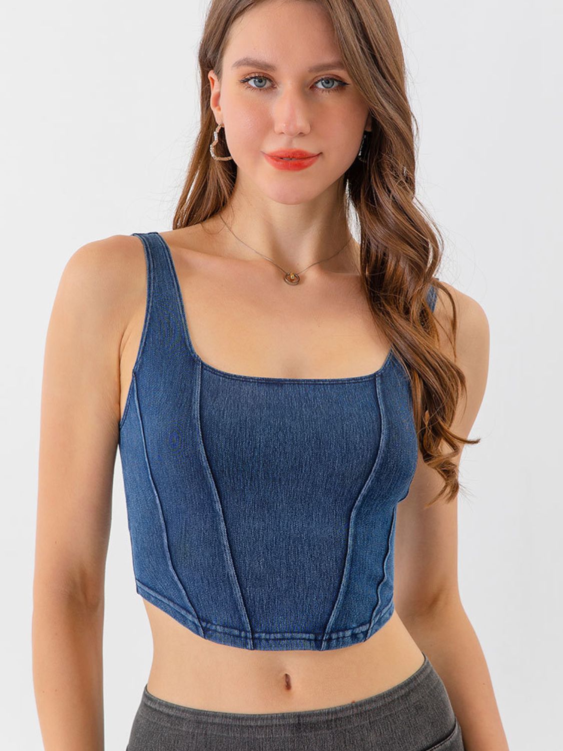 Seam Detail Cropped Denim Tank - In Style Chics Boutique LLC