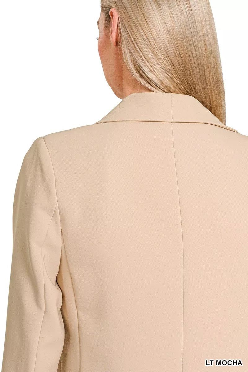 Woven Long Sleeve Blazer With Lining at In Style Chics Boutique 