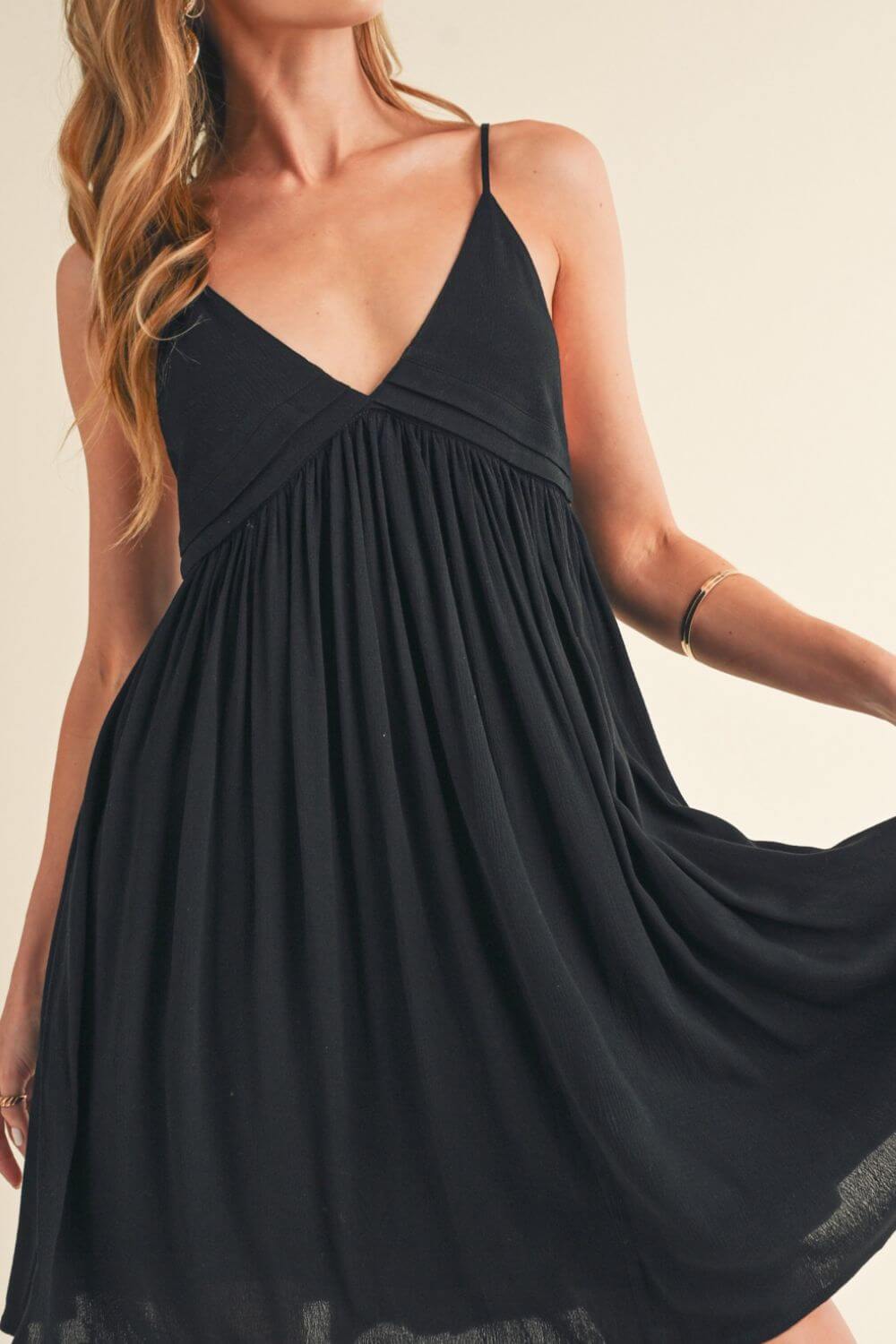 Aemi + Co Ruched Plunge Mini Cami Dress - Cute Clothes Online - In Style Chics Boutique Women's Juniors Apparel 
