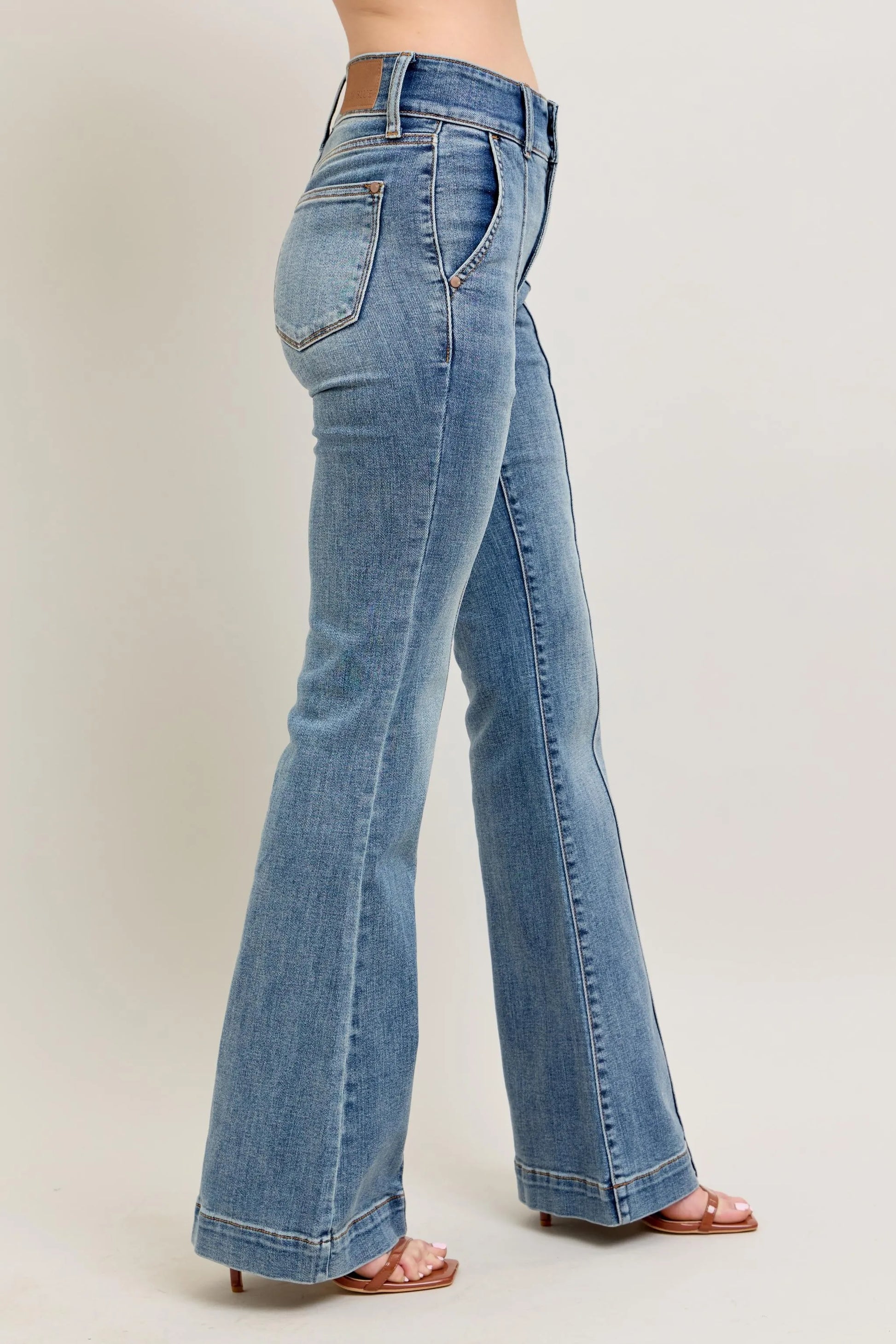 Judy Blue High-Waist Flare Jeans with Front Seam - In Style Chics Boutique Women's Juniors Plus Size Clothes 