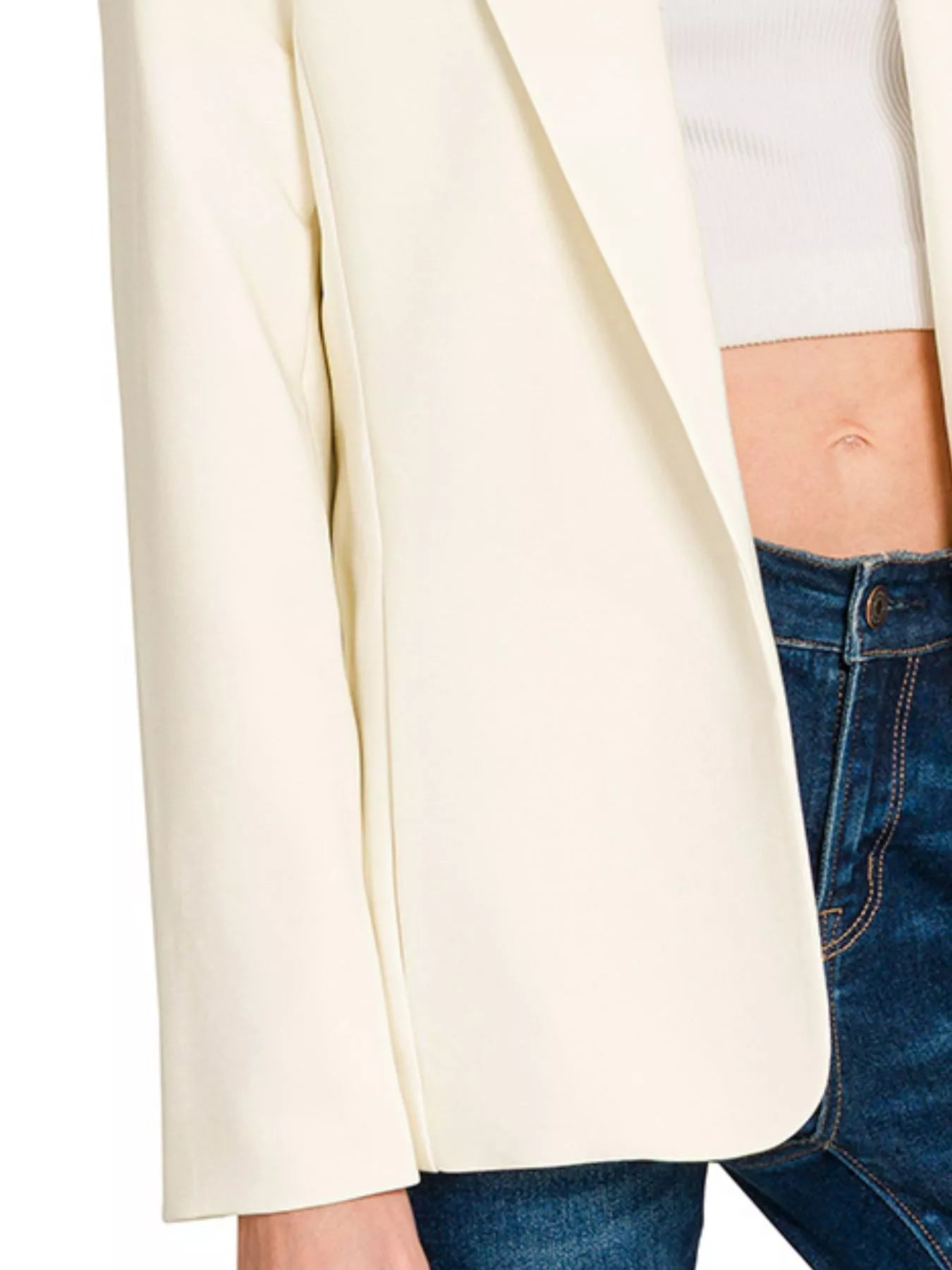 Long Sleeve Cream Blazer, Woven With Lining Shop In Style Chics Boutique 