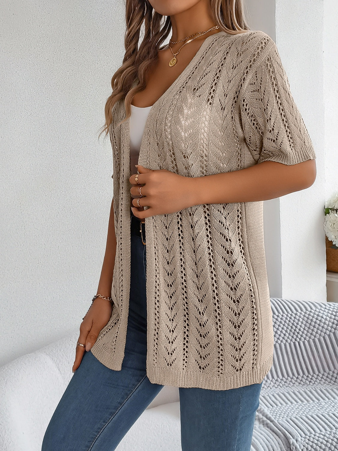 Openwork Open Front Half Sleeve Cardigan - More Colors! - In Style Chics Boutique LLC