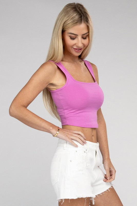 Cotton Square Neck Cropped Cami Top - More Colors! - In Style Chics Boutique LLC