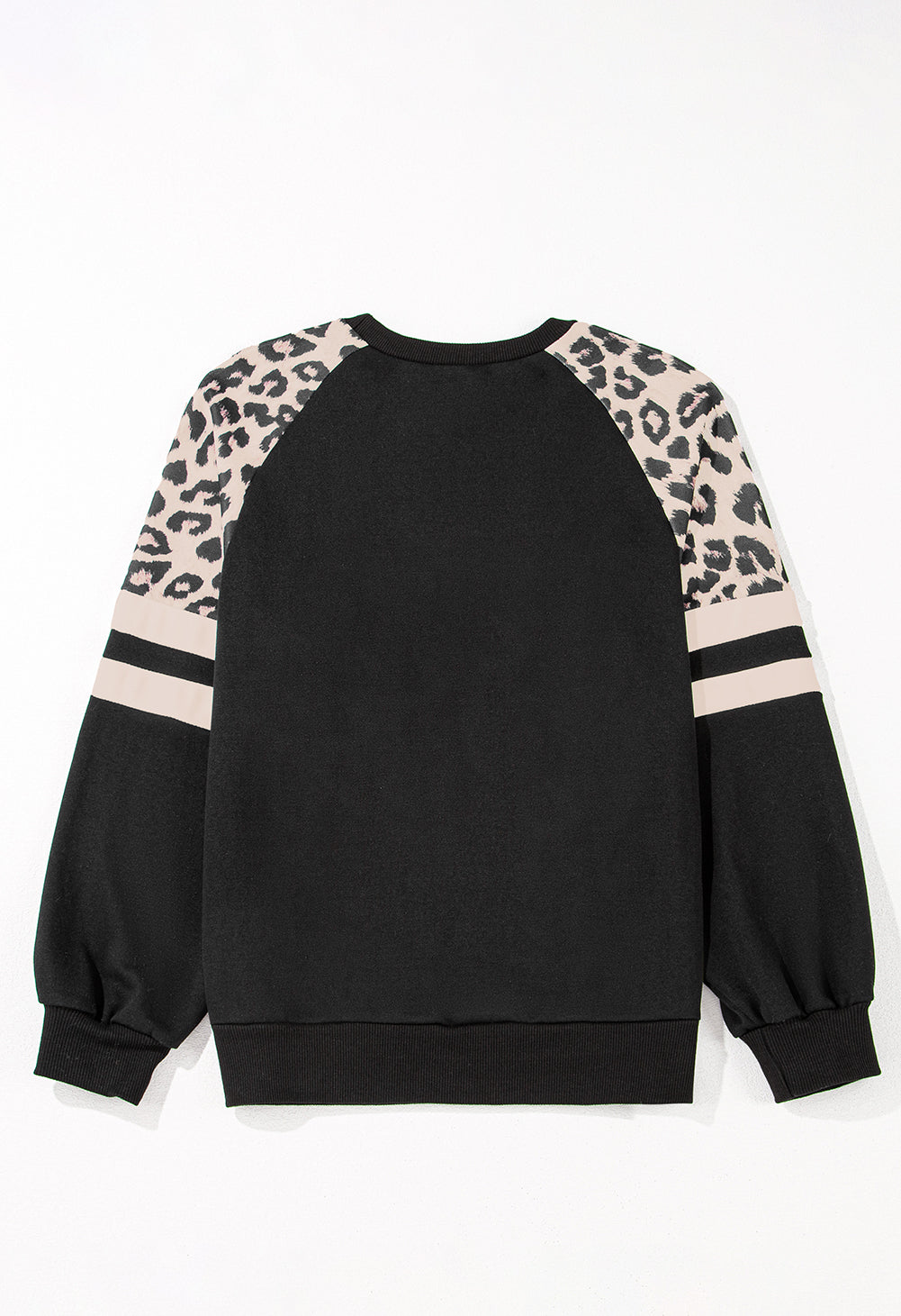 Grass Green Leopard Print Patchwork Raglan Sleeve Sweatshirt