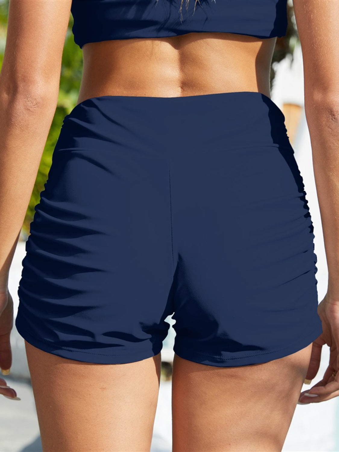 Ruched Mid-Rise Waist Swim Shorts - In Style Chics Boutique LLC