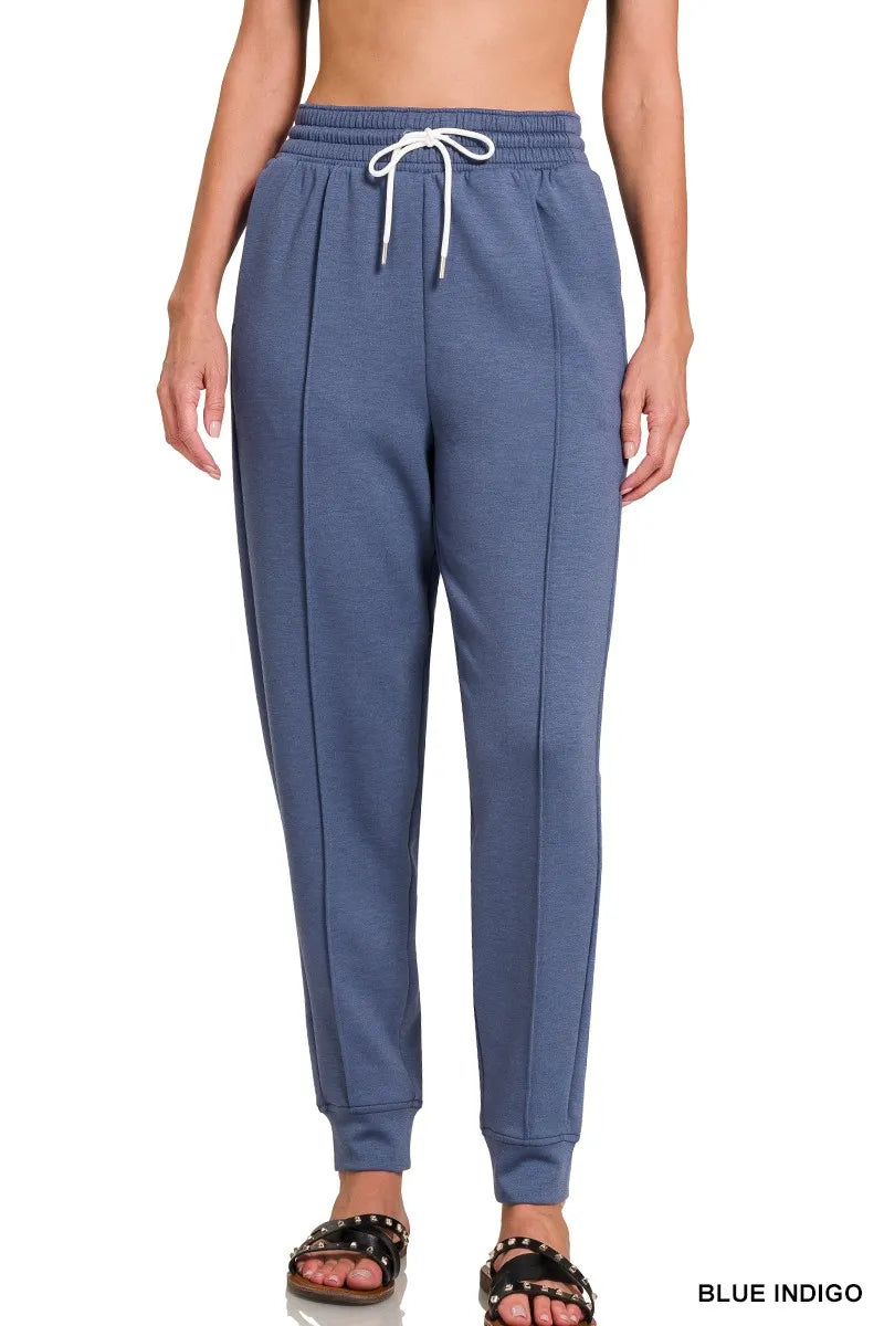 Drawstring Scuba Sweatpants with Pockets