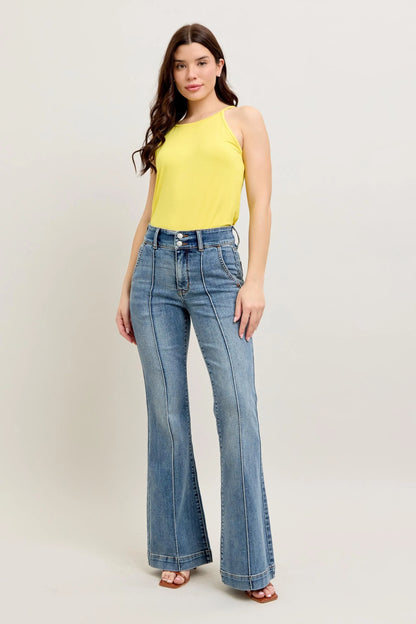 Judy Blue High-Waist Flare Jeans with Front Seam - In Style Chics Boutique Women's Juniors Plus Size Clothes 