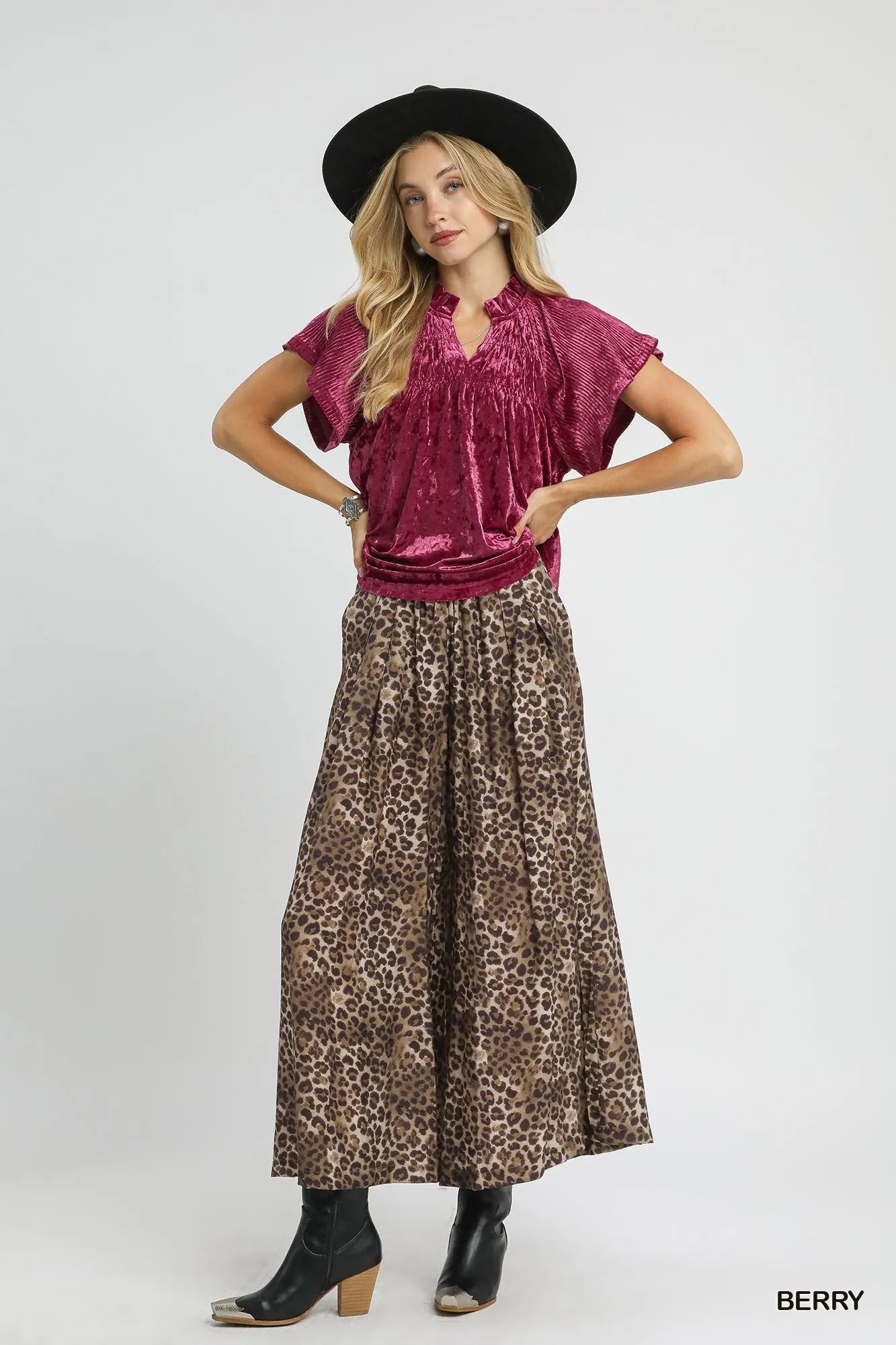 Crushed Velvet Pleated Blouse at In Style Chics Boutique 