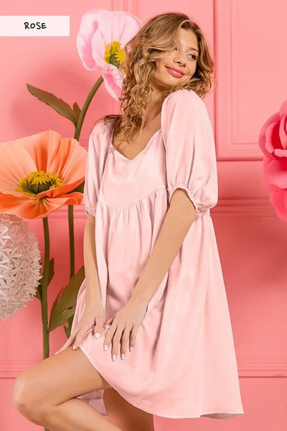 Washed Linen Tiered Midi Dress with Puff Sleeves - Cute Clothes Online -In Style Chics Boutique Women's Juniors 