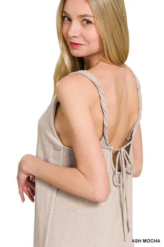 French Terry Twisted Strap Midi Dress - Summer Clothes for Women - In Style Chics Boutique Women's Juniors Apparel Online 