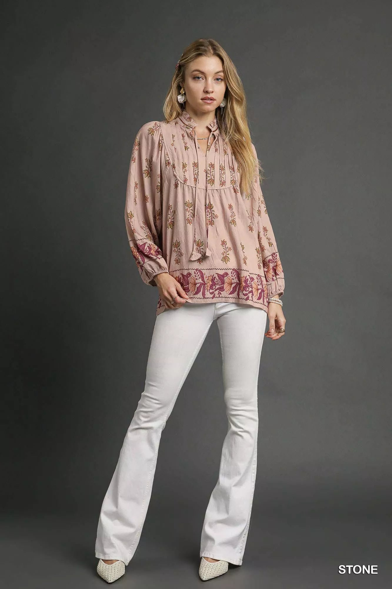 Floral Boho Peasant Blouse at In Style Chics Boutique 