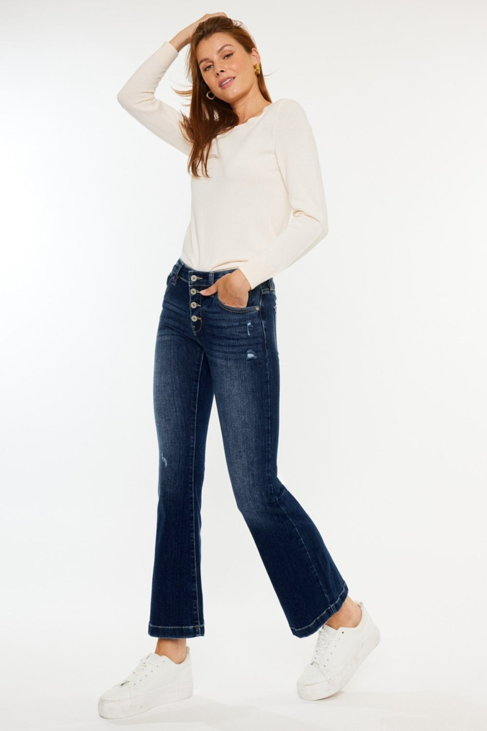 Kancan Mid Rise Button Fly Flare Jeans - In Style Chics Boutique LLC