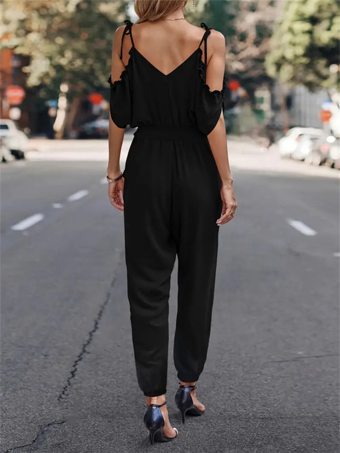 Surplice Tied Spaghetti Strap Jumpsuit - In Style Chics Boutique 