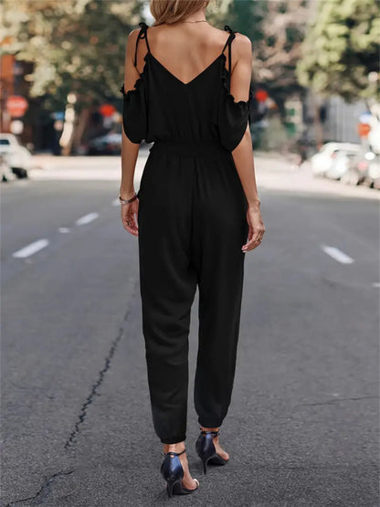 Surplice Tied Spaghetti Strap Jumpsuit - In Style Chics Boutique 