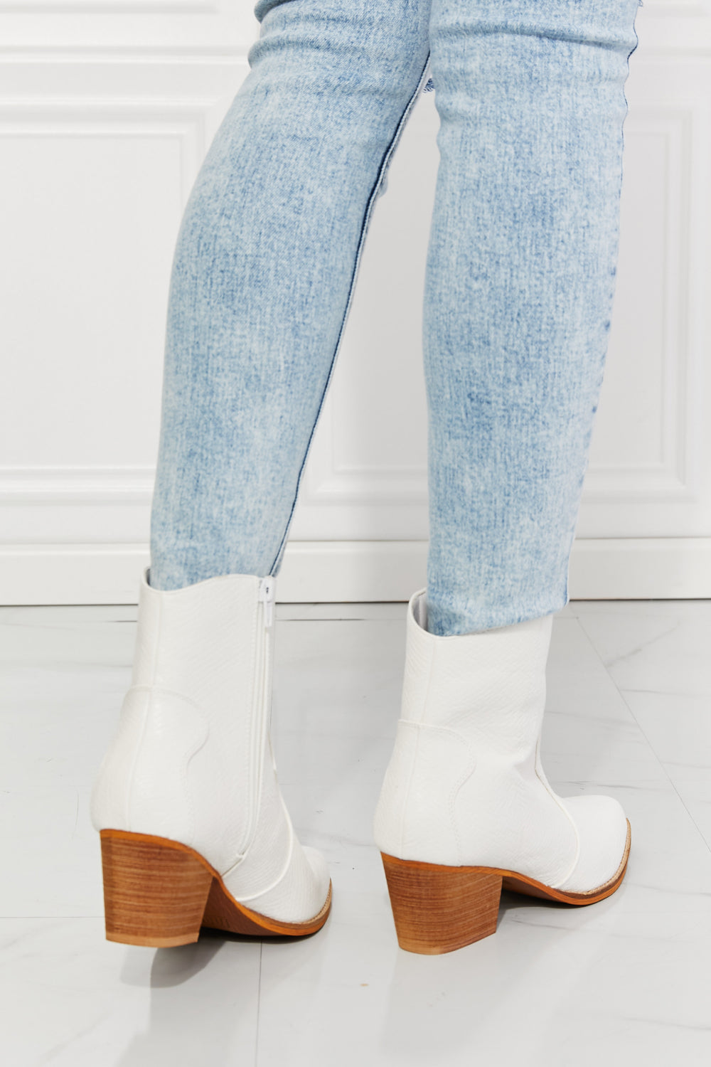 MMShoes Watertower Town Faux Leather Western Ankle Boots in White - In Style Chics Boutique LLC