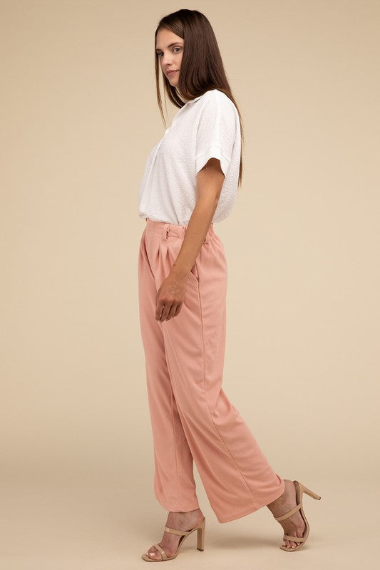 Women's Waffle Trouser Pants - In Style Chics Boutique LLC