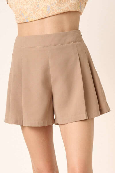 Mittoshop Side Invisible Zipper Pleated Shorts