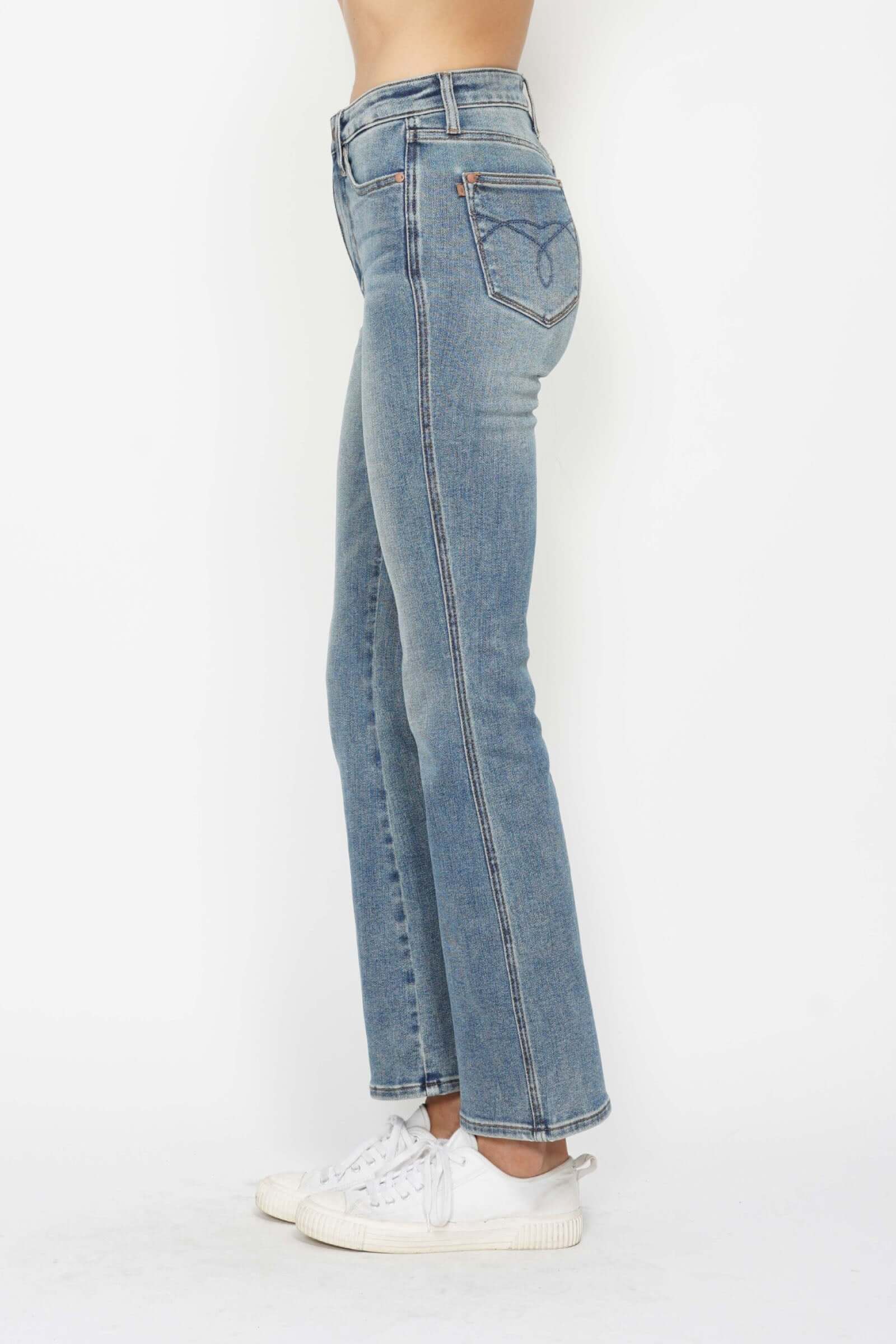 Judy Blue Tummy Control Back Embroidered Pocket Bootcut Jeans - Short Inseam - Petite - In Style Chics Boutique Women's Juniors Plus Size Apparel Online 