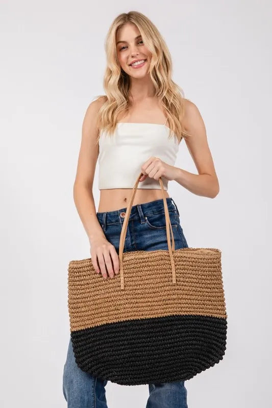 Straw Braided Beach Tote Bag - In Style Chics Boutique 