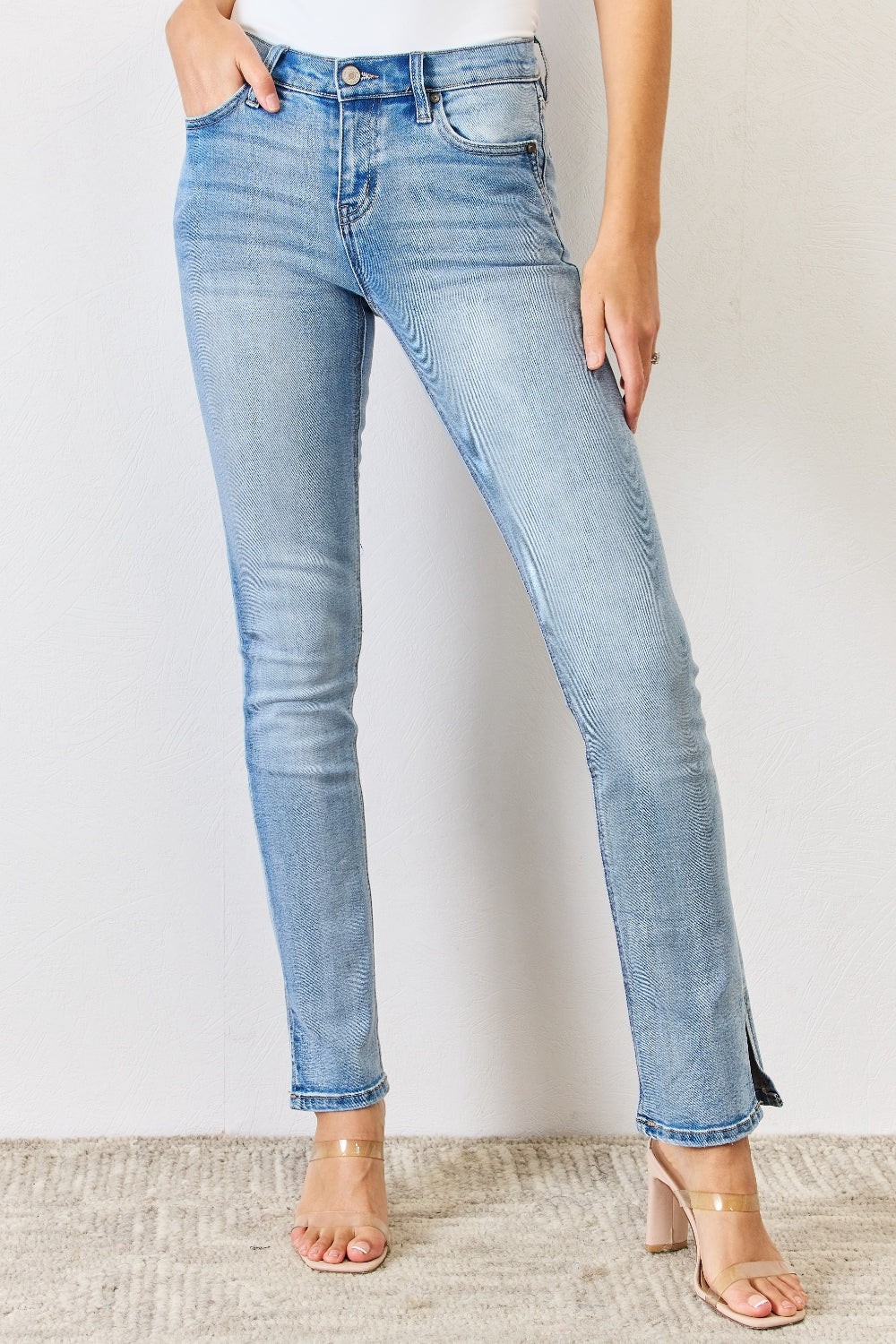 Kancan Full Size Mid Rise Y2K Slit Bootcut Jeans - In Style Chics Boutique LLC