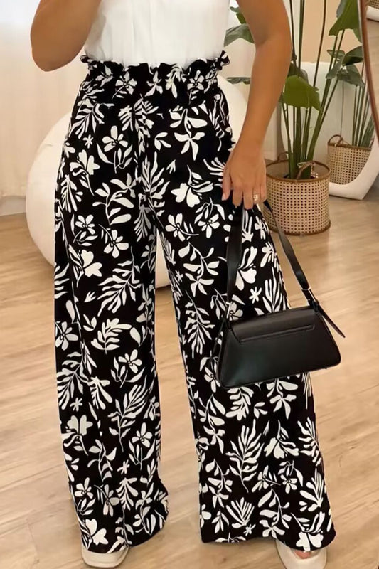 Full Size Printed High Waist Wide Leg Pants - In Style Chics Boutique LLC