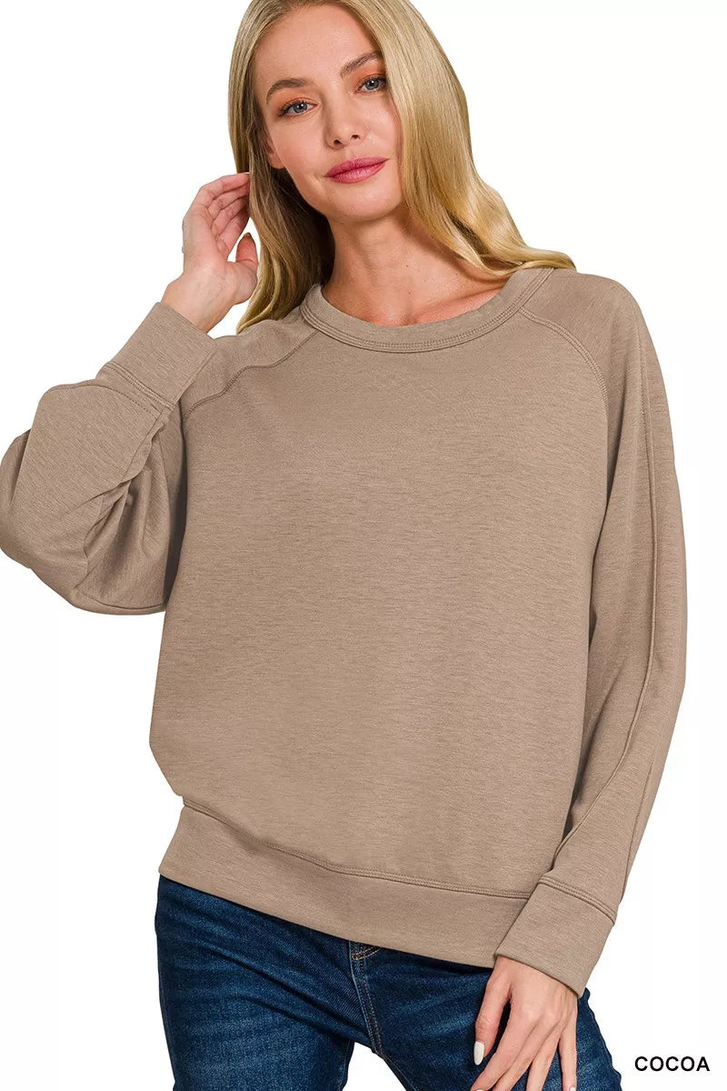 Zenana Scuba Round Neck Sweatshirt