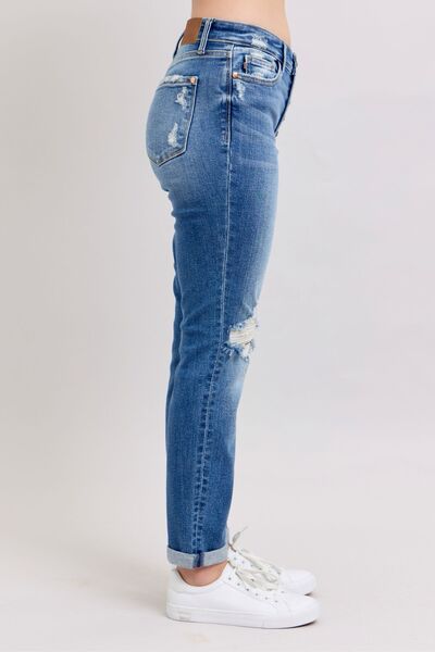 Women's Button Fly Distressed Jeans with Pockets - In Style Chics Boutique Women's Juniors Plus Size Online Clothing 