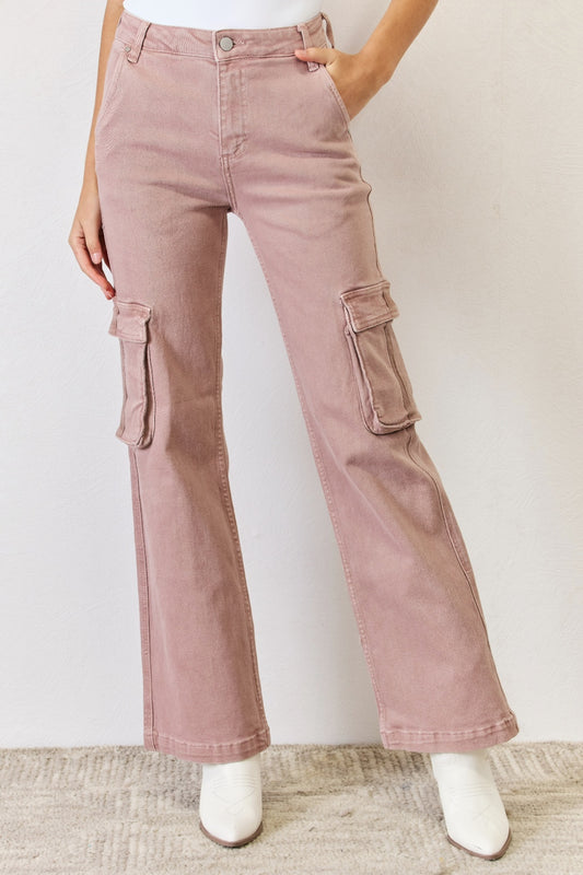 RISEN Full Size High Rise Cargo Wide Leg Jeans - In Style Chics Boutique LLC