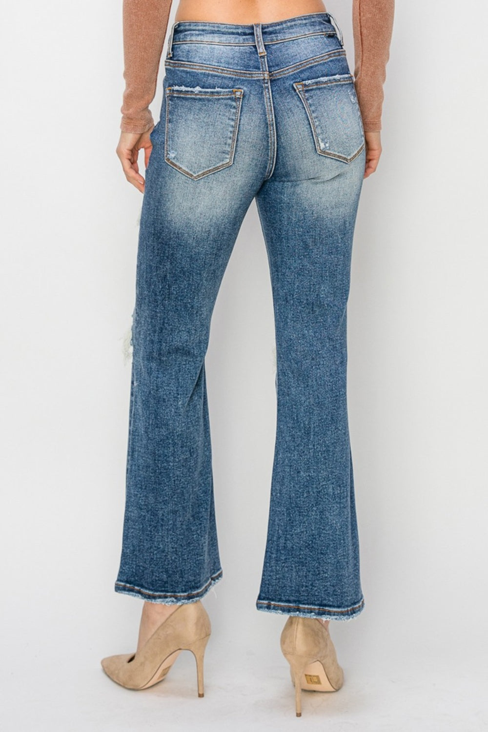 Risen Full Size High Rise Distressed Ankle Flare Jeans - In Style Chics Boutique LLC