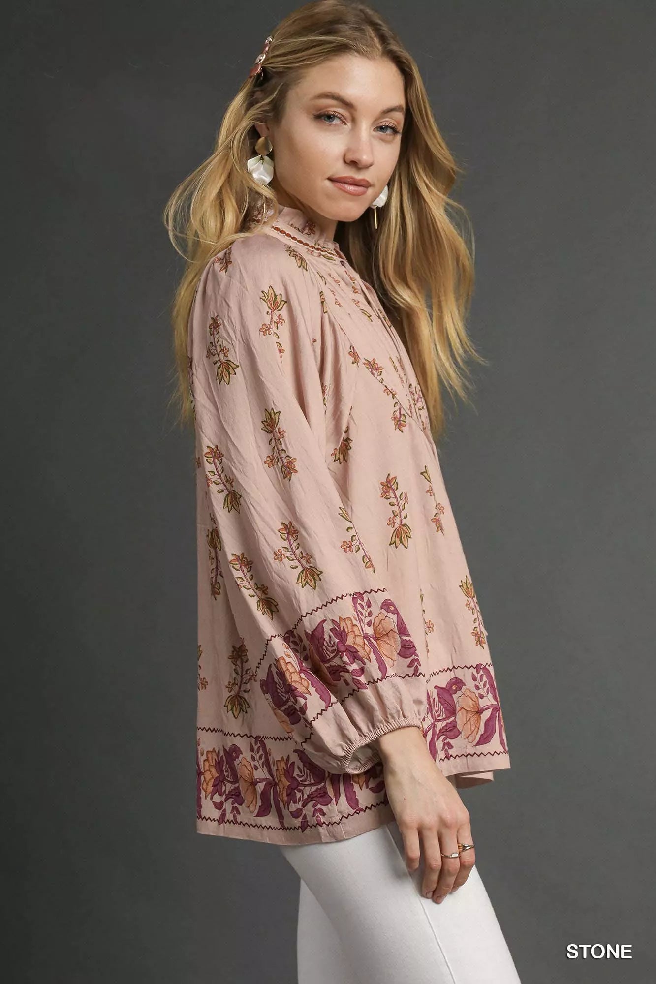 Floral Boho Peasant Blouse at In Style Chics Boutique 