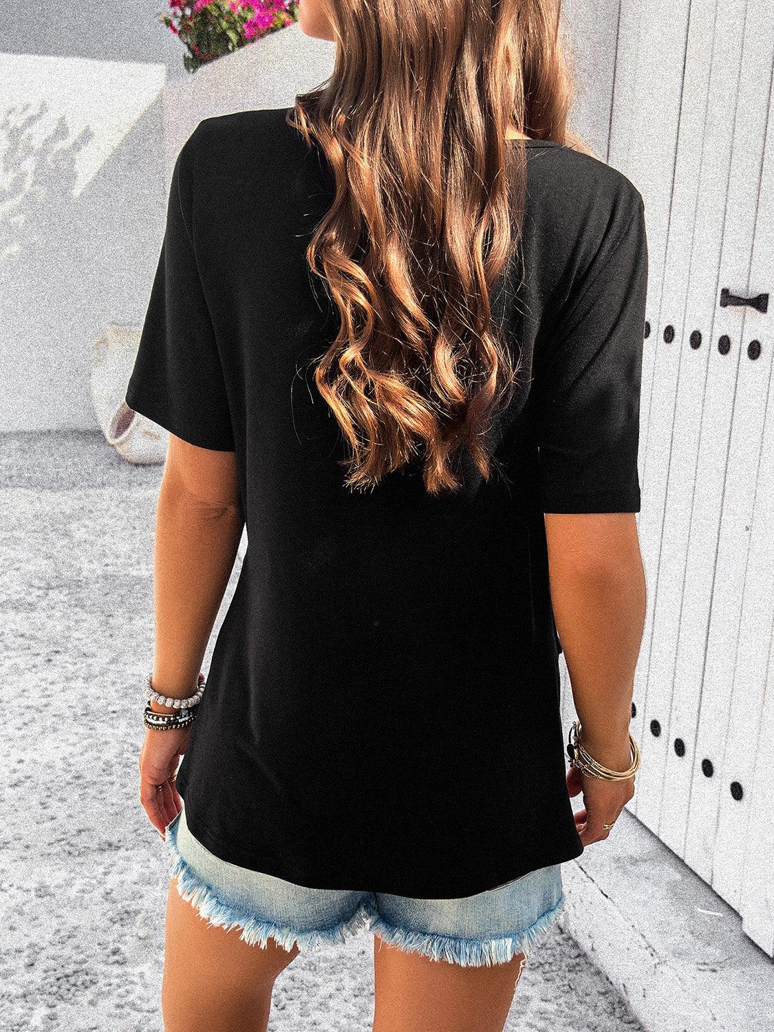 Half Zip Half Sleeve T-Shirt - In Style Chics Boutique LLC