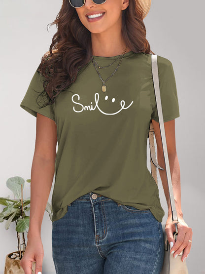 SMILE Round Neck Short Sleeve T-Shirt - More Colors! - In Style Chics Boutique LLC