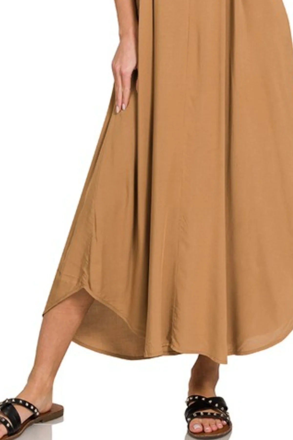 Cami Dress With Flowy Pockets Woven Arc Hem  - In Style Chics Boutique 