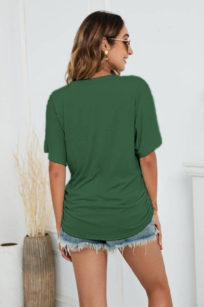 V-Neck Side Ruched Tee - More Colors! - In Style Chics Boutique LLC