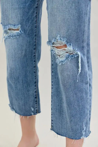 Judy Blue High Waist Destroy Crop Wide Leg Jeans - In Style Chics Boutique Women's Juniors Plus Size Apparel Online