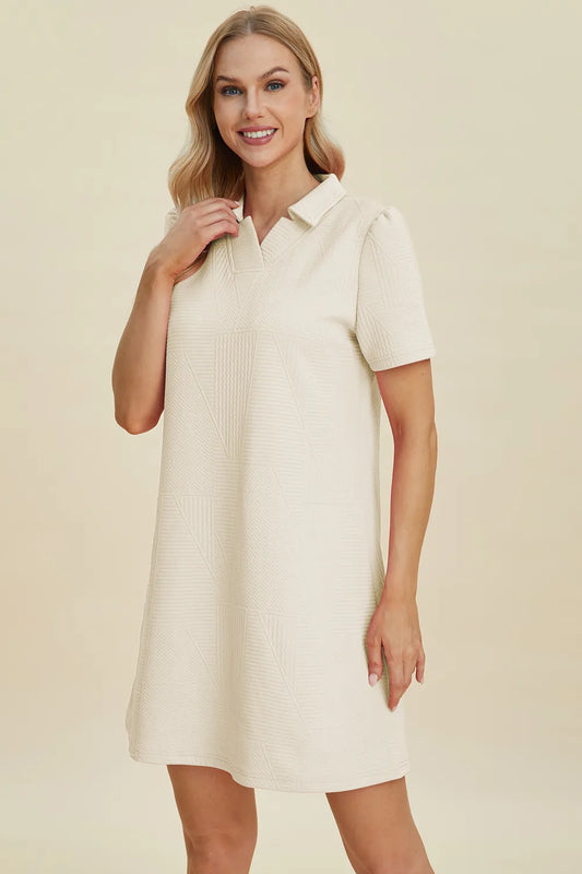 Textured Short Sleeve Dress - In Style Chics Boutique Women's Juniors Plus Size Clothes 