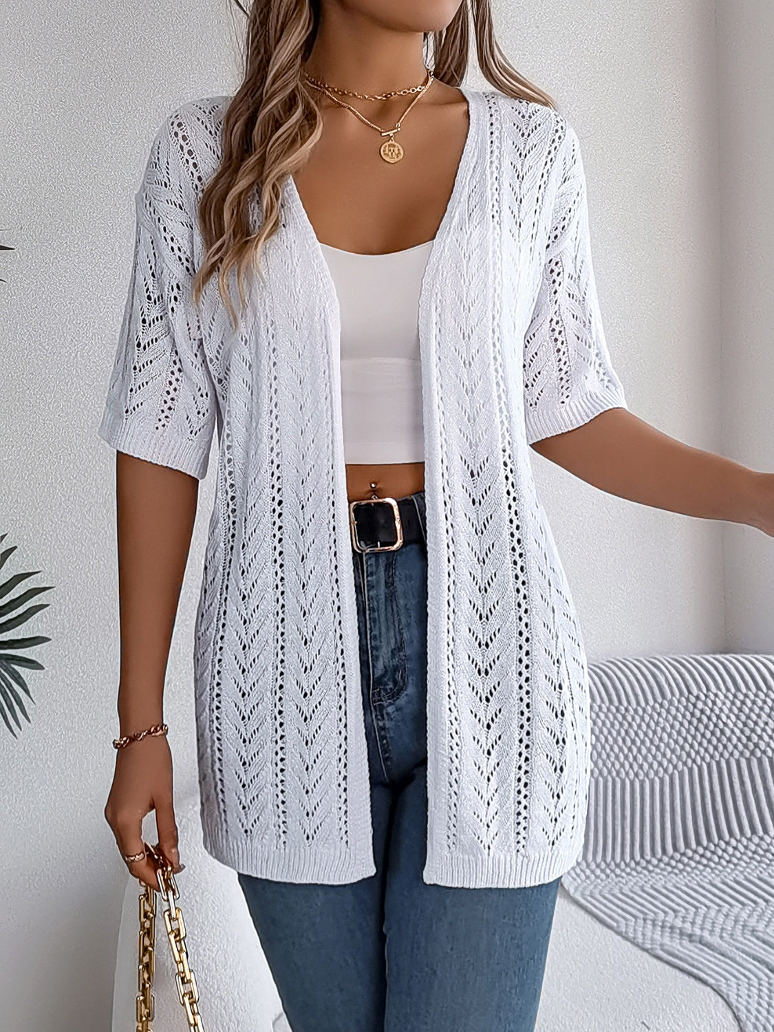 Openwork Open Front Half Sleeve Cardigan - More Colors! - In Style Chics Boutique LLC