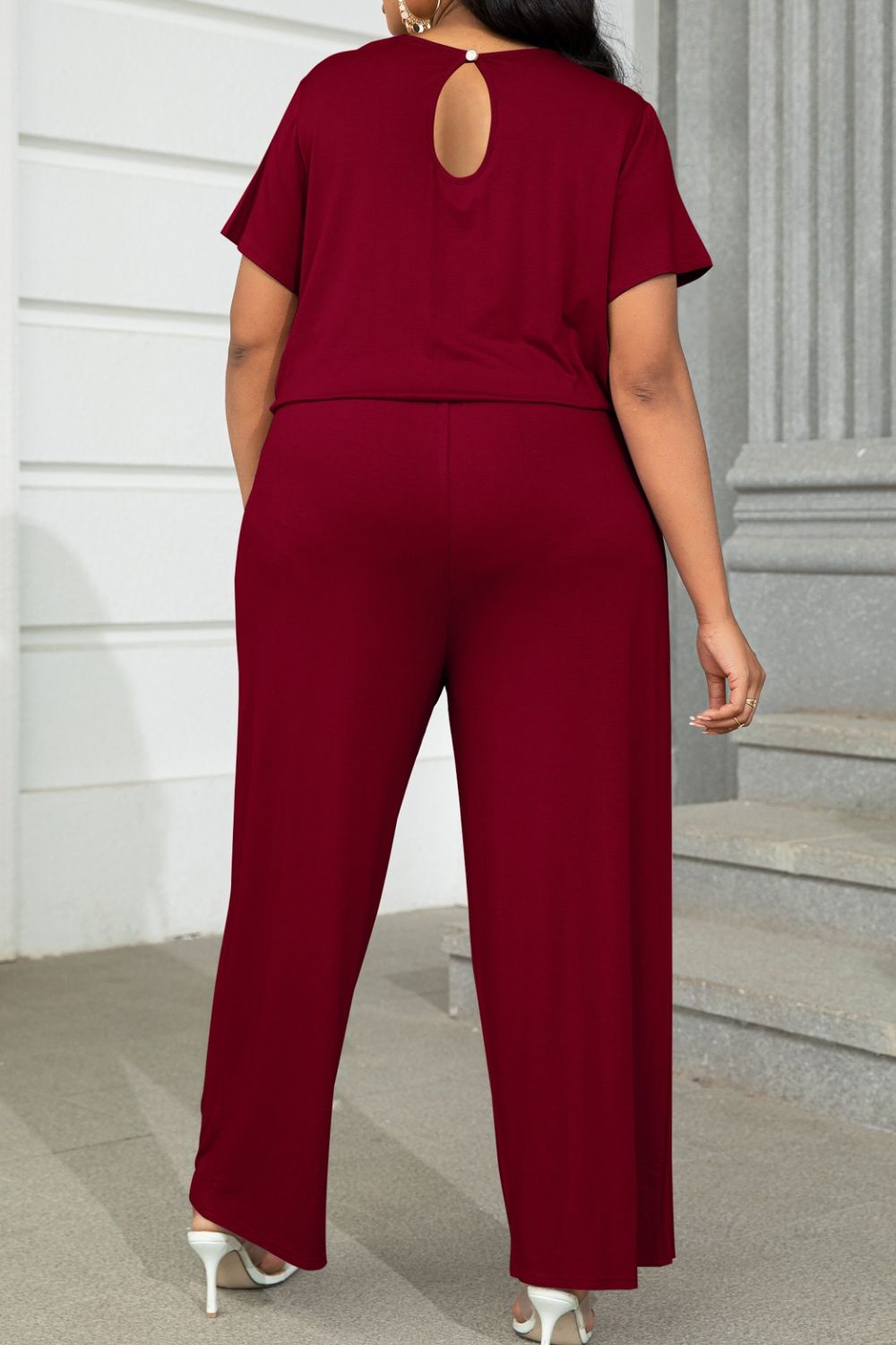 Plus Size Drawstring Waist Short Sleeve Jumpsuit - In Style Chics Boutique LLC