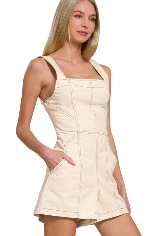 Tie Back Sleeveless Romper - In Style Chics Boutique 