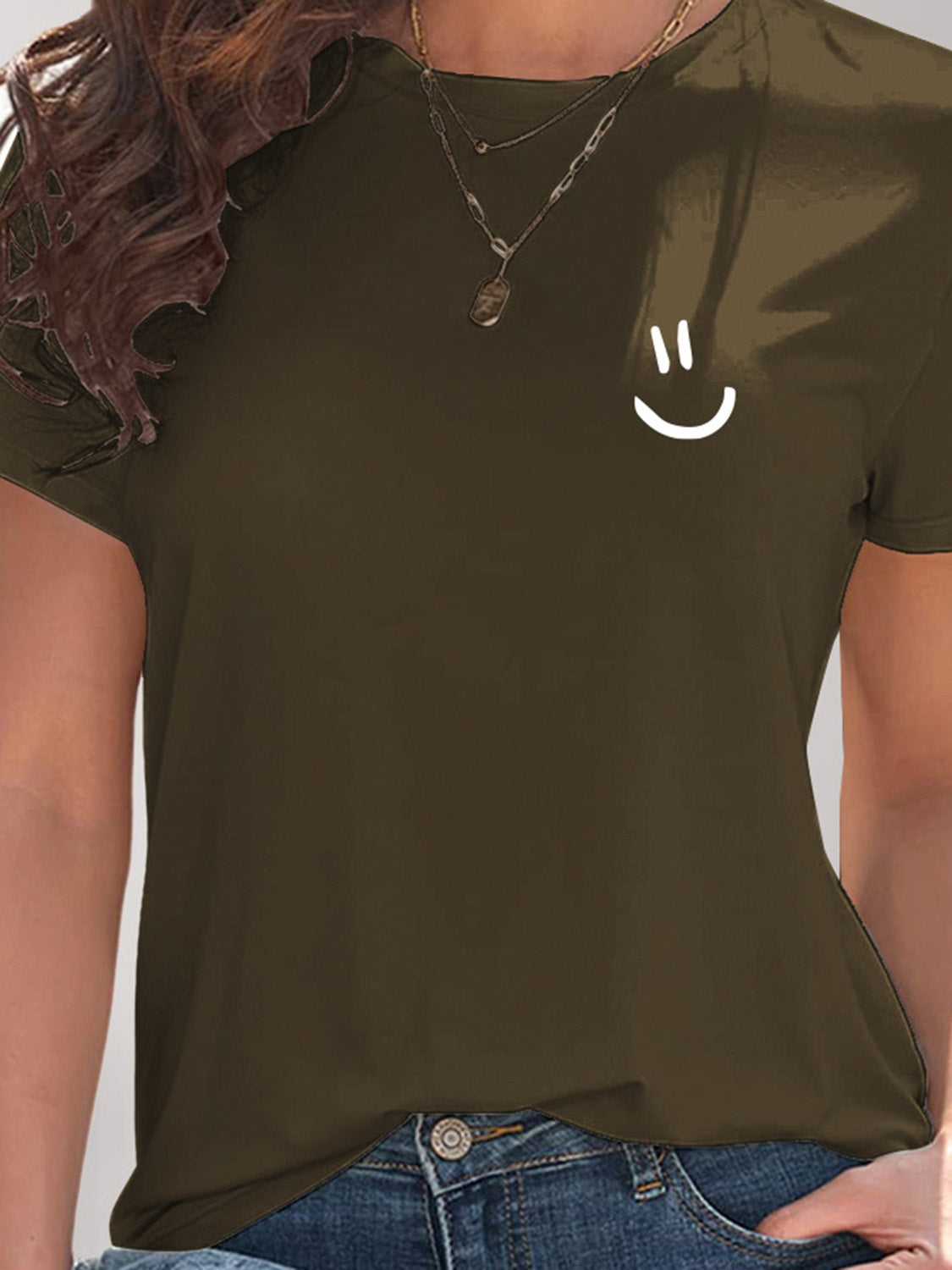 Smile Graphic Round Neck Short Sleeve T-Shirt - In Style Chics Boutique LLC