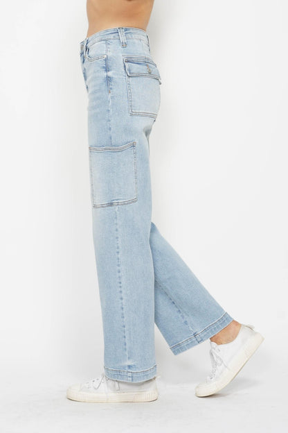 Judy Blue High Waist Straight Cargo Jeans for Women - In Style Chics Boutique LLC