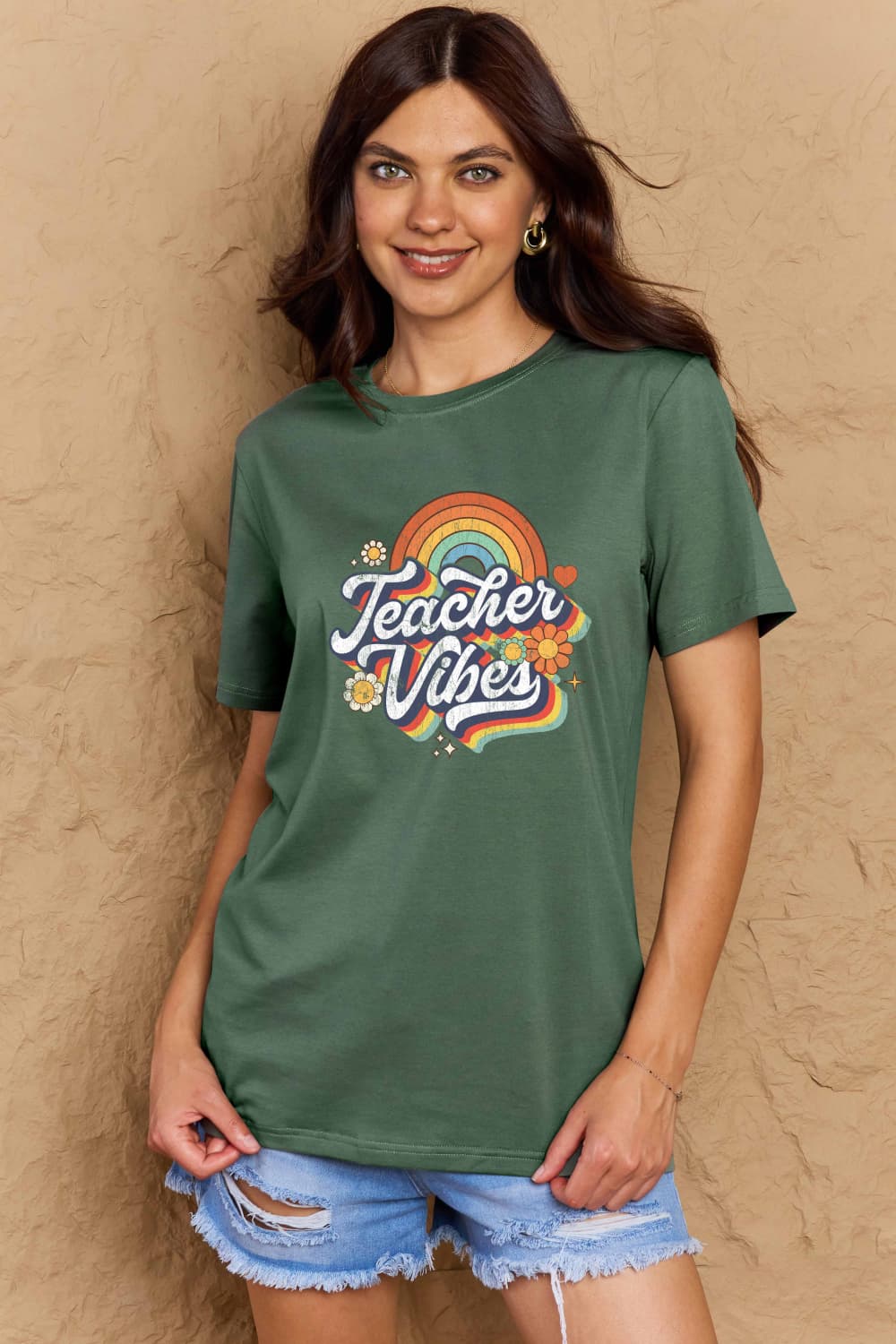 Simply Love Full Size TEACHER VIBES Graphic Cotton T-Shirt - In Style Chics Boutique LLC