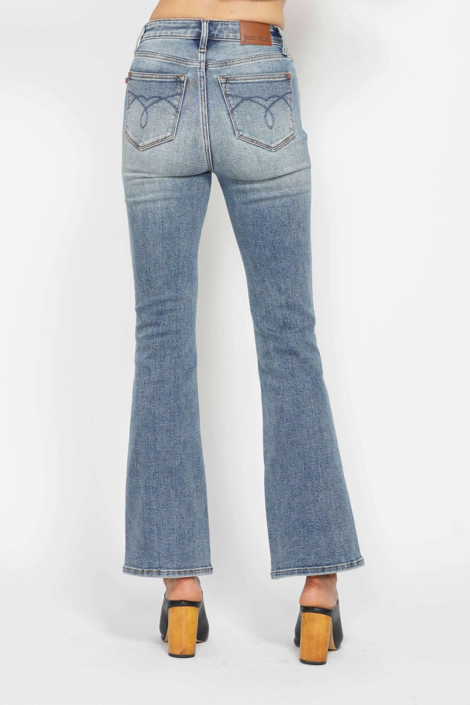 Judy Blue Tummy Control Back Embroidered Pocket Bootcut Jeans - Short Inseam - Petite - In Style Chics Boutique Women's Juniors Plus Size Apparel Online 