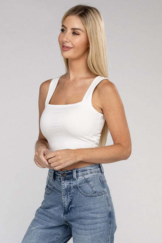 Cotton Square Neck Cropped Cami Top - More Colors! - In Style Chics Boutique LLC