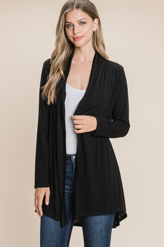 BOMBOM Open Front Long Sleeve Cardigan - In Style Chics Boutique LLC