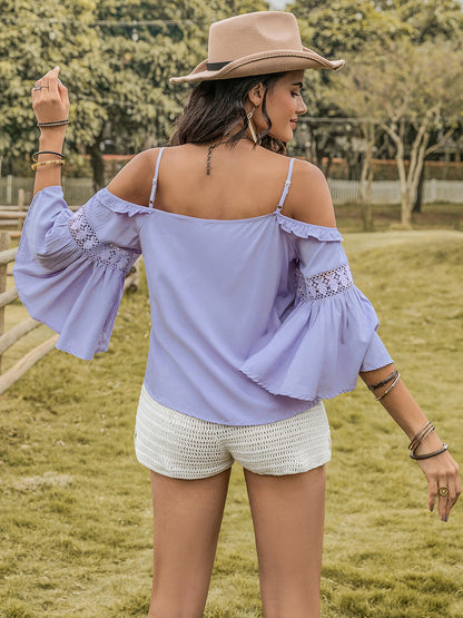 Square Neck Flare Sleeve Blouse - In Style Chics Boutique LLC