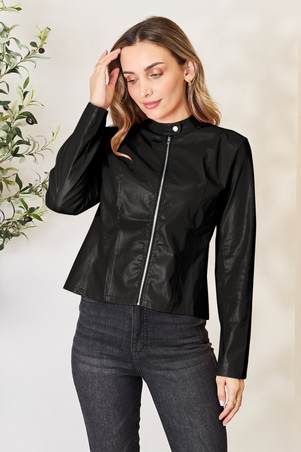 Mock Neck Zip Up Jacket - In Style Chics Boutique LLC