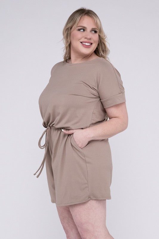 Plus Size Romper with Pockets, Brushed DTY - In Style Chics Boutique 